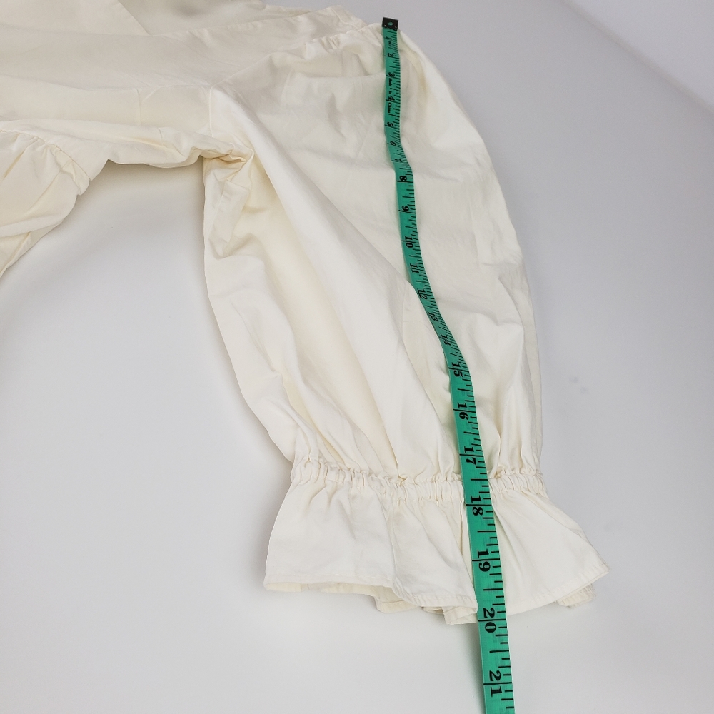 Madewell NWT Poplin Lizzie Babydoll Dress 12 Puffed Sleeves-Tiered Lighthouse - Picture 13 of 15